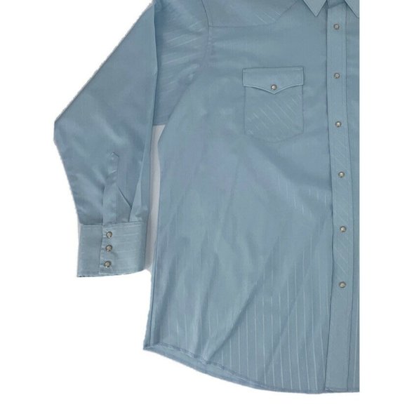 Men's Wrangler Long‎ Sleeve Button Up Shirt Pearl Snap Light Blue XXL 75222BL - Picture 2 of 10